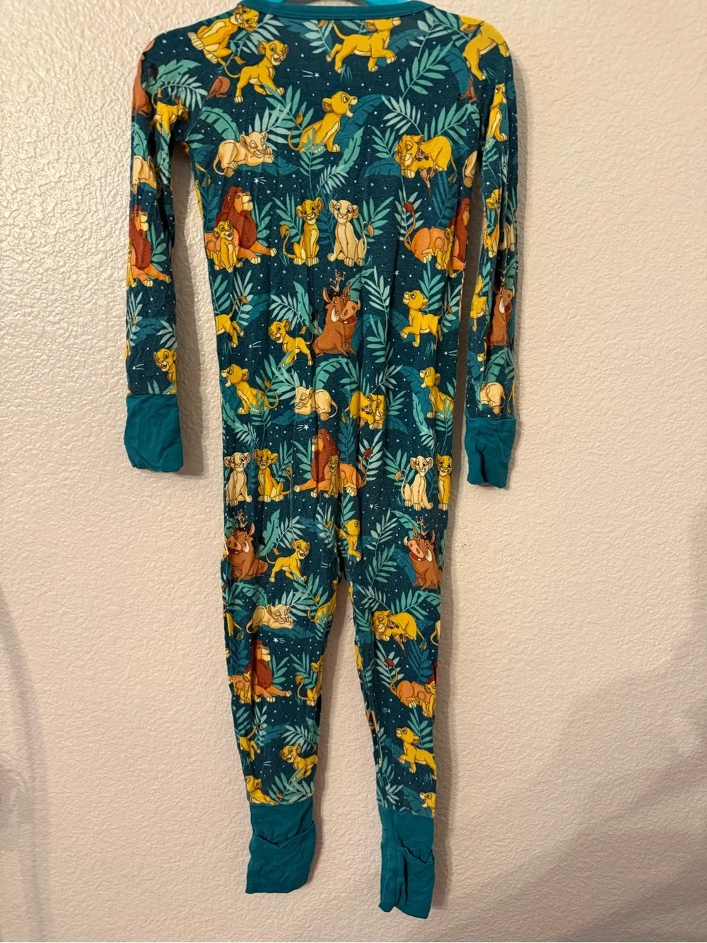 Little Sleepies Teal Lion King Allover Print One-Piece Footie Pajamas